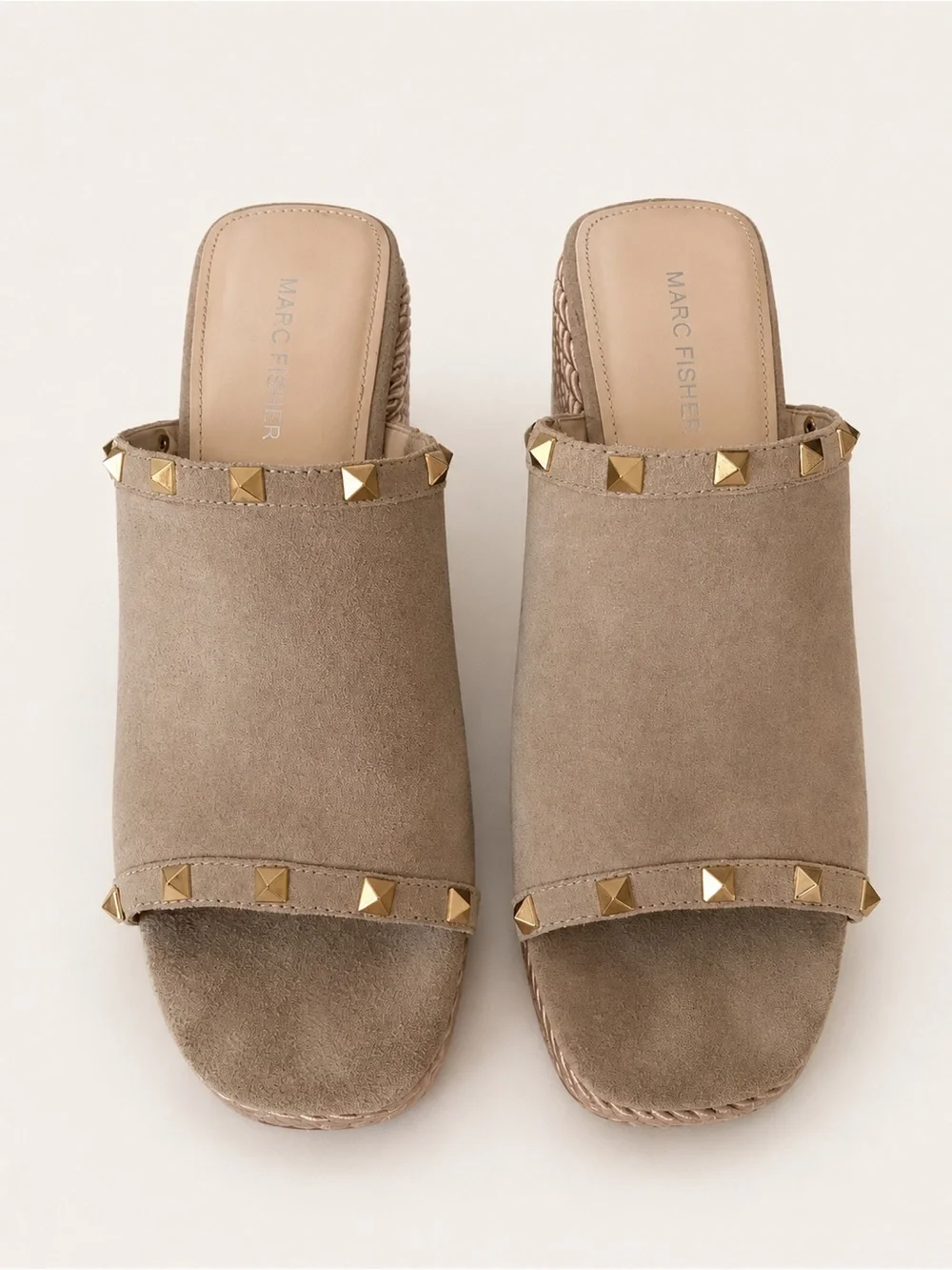 Marc Fisher • Zyme Studded Suede Espadrille Wedges • Size 10